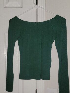 art class Forest Green Long Sleeve Boatneck Top